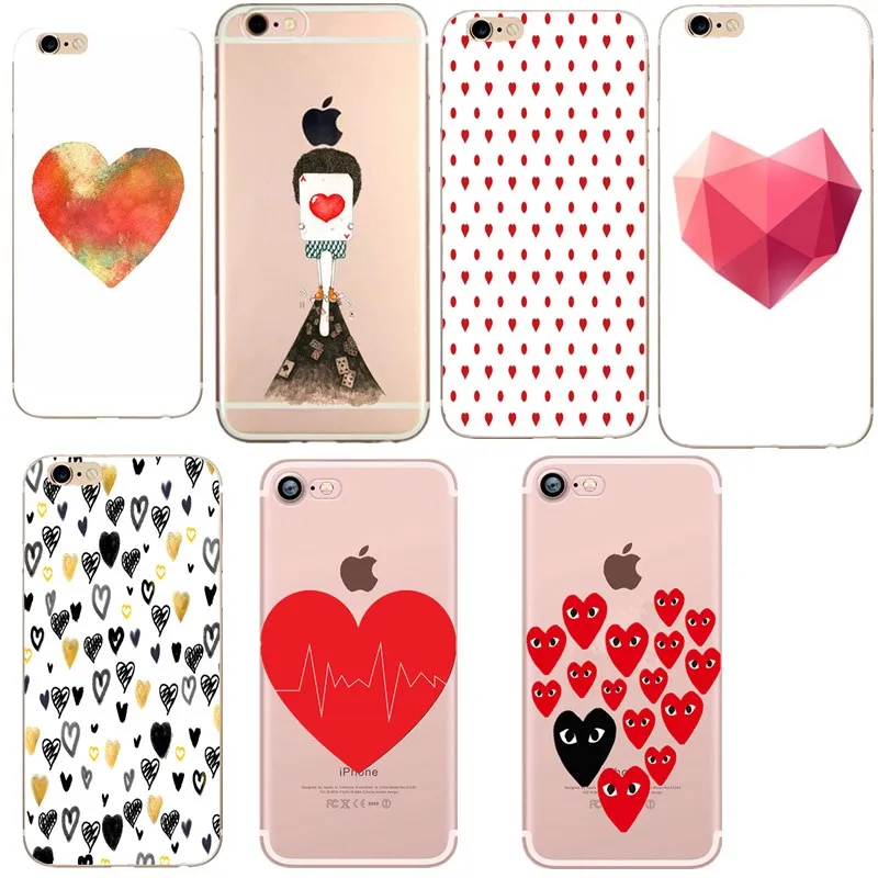 Чехол для iphone 7 Lover Heart чехол 8 plus милый мягкий из ТПУ с сердечком iPhone 5 5S 6 S Capa |