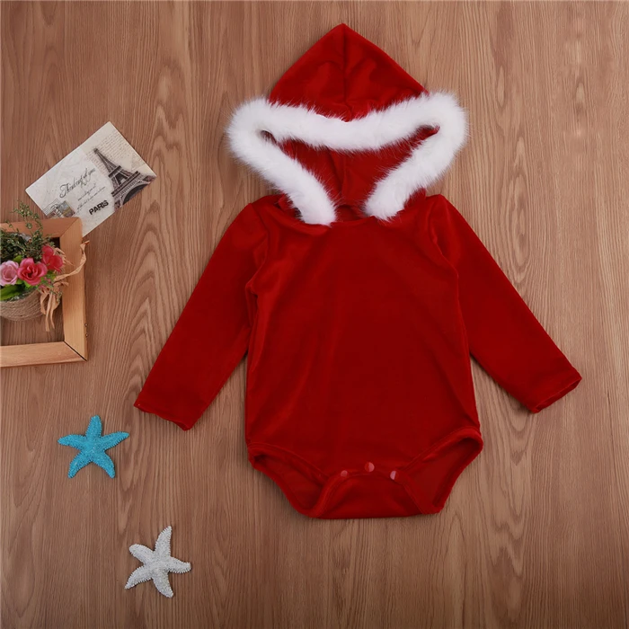 Рождественский бархатный комбинезон для маленьких девочек 0-24 месяцев, флисовый комбинезон с капюшоном для маленьких девочек, новинка года, детский комбинезон, Рождественский костюм для новорожденных - Цвет: As Photo Show