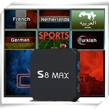 S8 MAX Android tv BOX Android 8,1 французский арабский голландский турецкий Великобритания CA Германия Польша Португалия Испания IP tv VOD