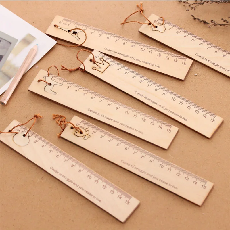 

2 pcs/lot Cute Hollow Ruler Kawaii Wooden Animal Pendant Tower Drawing Ruler DIY Tool for kids gift office school supplies