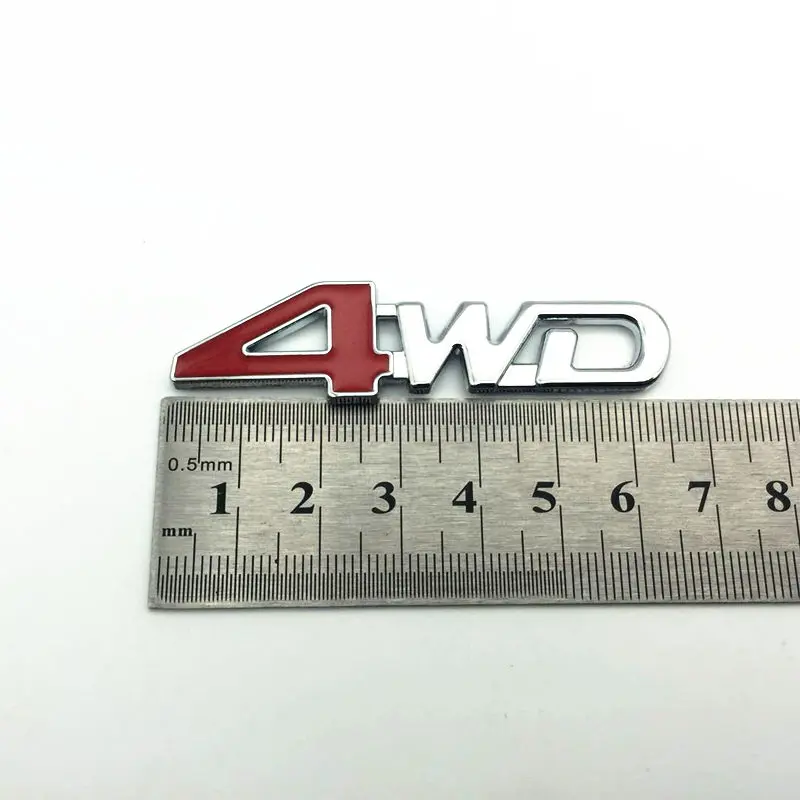 FDIK 2PCS/set Car Tail Rear Side Metal 4x4 RC Car 4WD Sticker 3D Chrome Badge Car Emblem Badge Decal Auto Decor Styling 4WD