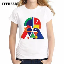 

New Women T-Shirt 2017 Summer Short Sleeve T Shirt Fashion Geometric Colorful Darth Vader Printed Tee O-Neck Casual Tops