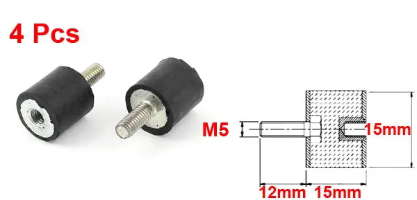 UXCELL 4Pcs M5 Male Female Anti Vibration Rubber Mounts Isolators 15Mm X 15Mm