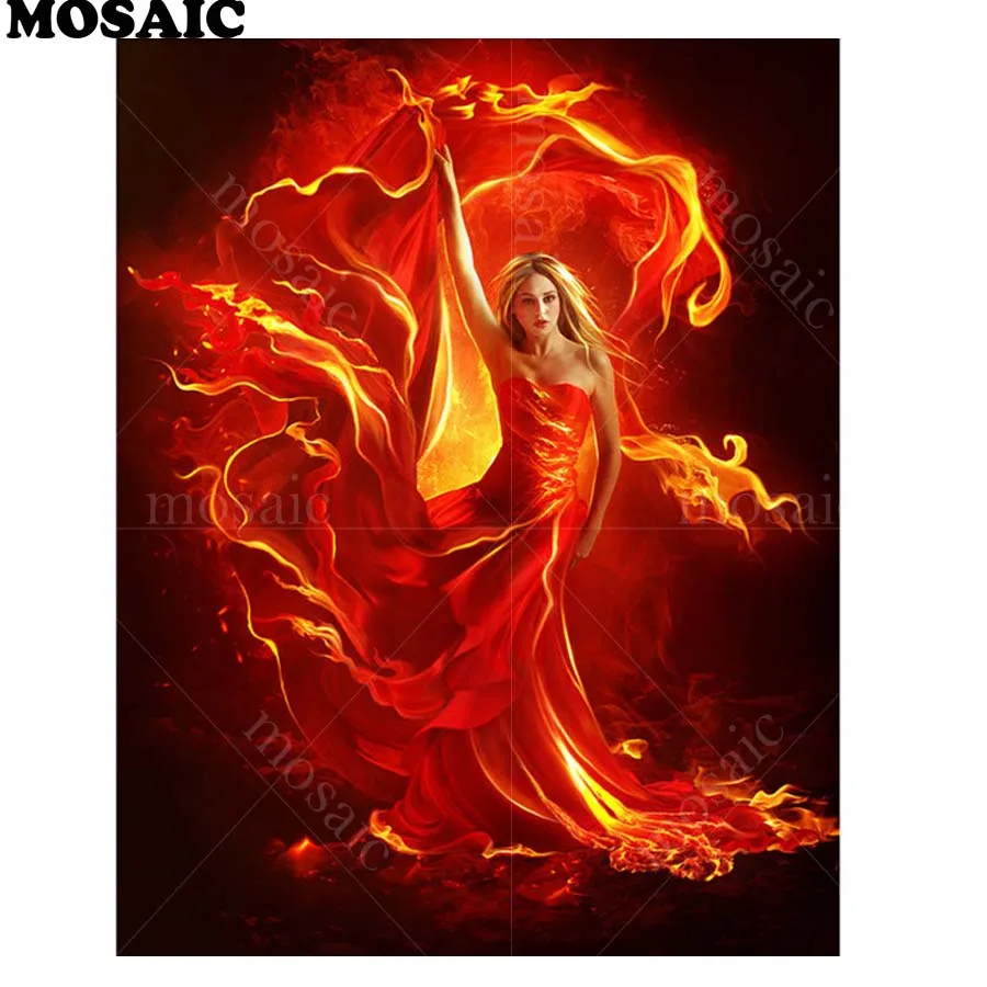 

ance Girl on fire sea Diamond Painting cross stitch diy 5d diamond embroidery mosaic hobby fun gift decoration for house B347