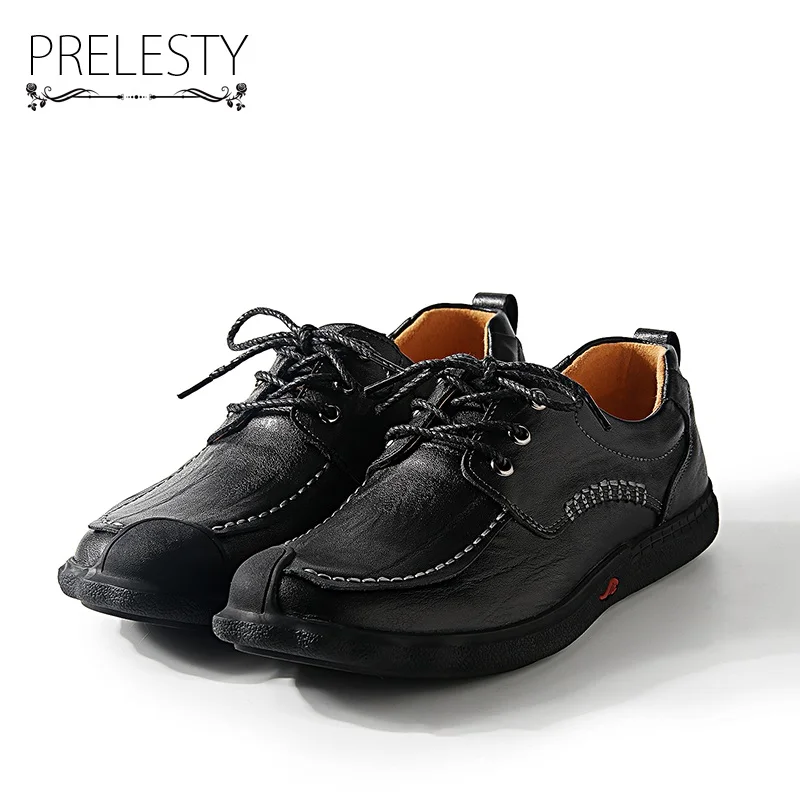 

Prelesty Luxury Brand Winter Men Casual Shoes Lace Up Walking Shoes Drivers Loafer Real Leather Moccasins Handmade
