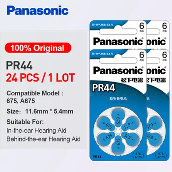 

24PCS/LOT PR44 Hearing aid batteries for Panasonic 675 A675 Deaf-aid Audiphone Cochlear Button Cell Batteries 11.6mm*5.4mm