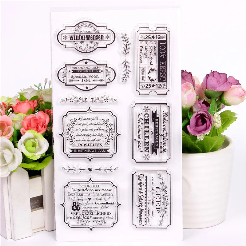 

Dutch word Transparent Clear DIY stamp Silicone Seals Scrapbooking / Card Making/Photo Album Decoration Daily Tag label stamp