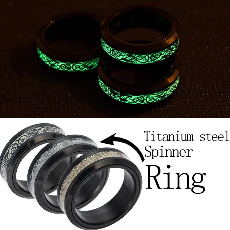 

Decompression Artifact Rotating Luminous Dragon-shaped Ring Security Material That Glows In The Dark