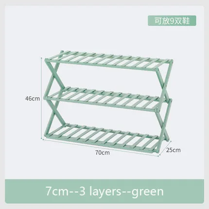 Morejoy стеллаж для обуви, многоуровневый держатель для обуви, цвет макарон, Складная полка для хранения, установка, шкаф для хранения обуви - Цвет: 70cm-3-green