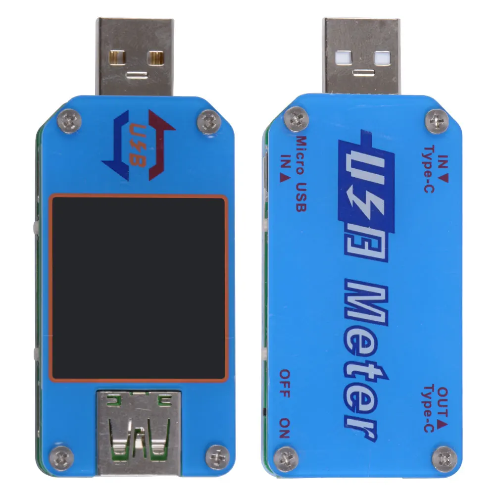 Цветной ЖК-тестер для экрана UM25C USB с цветным ЖК-дисплеем и портами Micro USB и type-C вращается в 4 направлениях