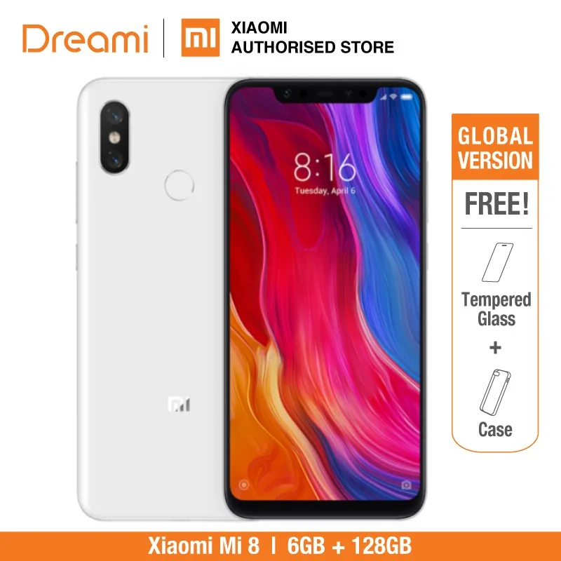 

Global Version Xiaomi Mi 8 128GB ROM 6GB RAM Dual Camera Snapdragon 845 [Brand New and Sealed) mi8 128