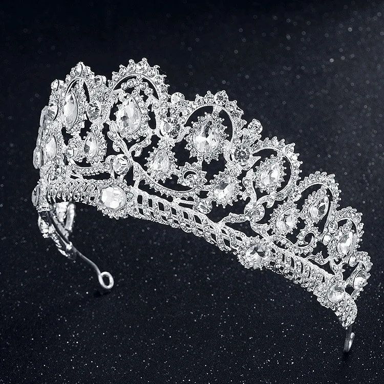   Luxo Espumante Coração de Cristal Coroa De Noiva Acessórios Para o Cabelo Para As Mulheres Meninas Tiaras De Casamento Grande Coroa Diadema (1)