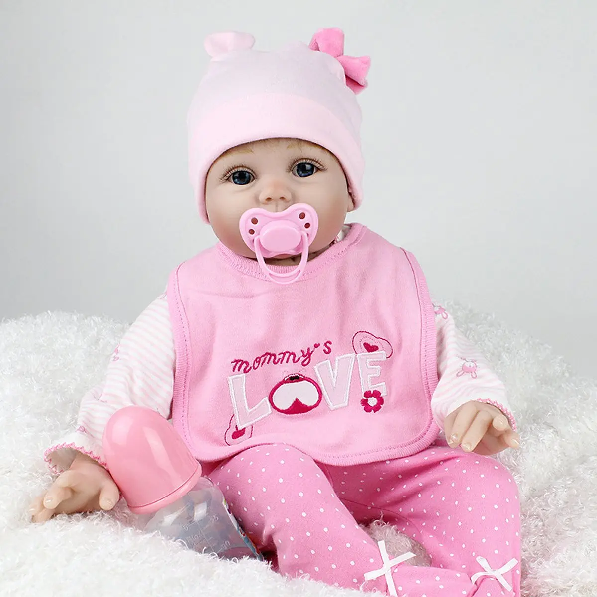 

22 inches Boy Reborn Baby Dolls Newborn Soft Silicone Reborn Doll Lifelike Simulation Doll Toys for Children Gift with Cute