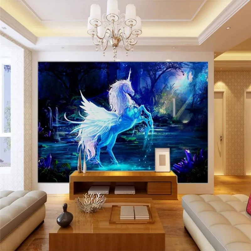 Fairy unicorn oil painting background wall professional production mural wholesale wallpaper mural poster photo wall Fairy unicorn oil painting background wall professional production mural wholesale wallpaper mural poster photo wall