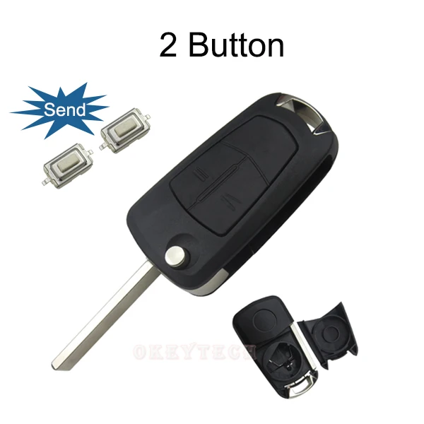 OkeyTech для Vauxhall Opel Corsa D Astra H Vectra C Signum 2 3 кнопки HU100 Switchblade Blade флип сложить дистанционного ключа автомобиля оболочки Fob - Количество кнопок: 2 Кнопки