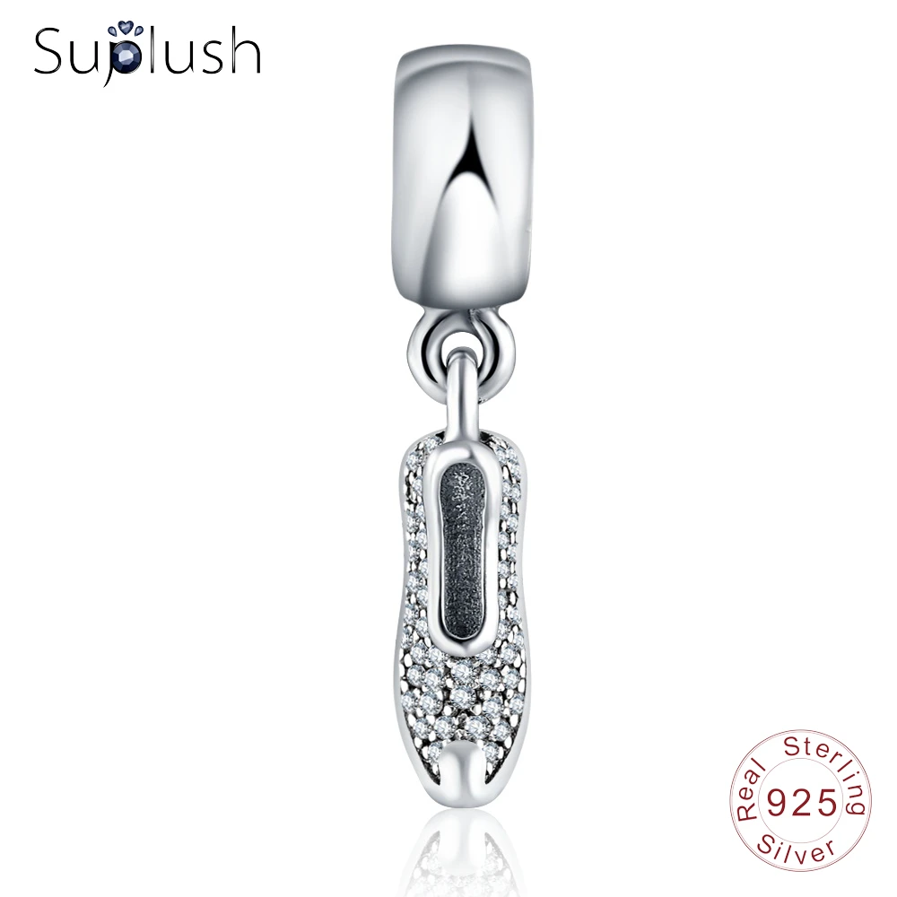 Suplush Настоящее серебро 925 пробы балетки для кулон девочек Очаровательные бусы с AAA