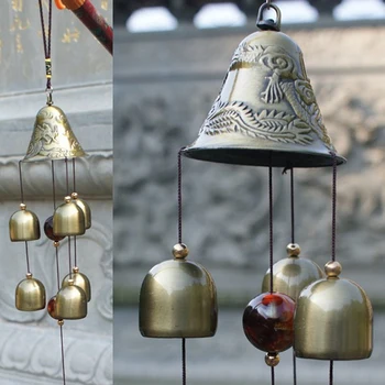 

Wind Chimes Bells Copper 6xBells Outdoor Yard Garden Home Decor Ornament