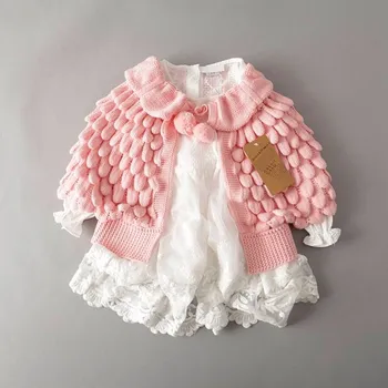 

Wholesale Spring Autumn New Girl Cardigan Children Clothes Bat Sleeve Pineapple Knitting Wool Sweater Coat E13404