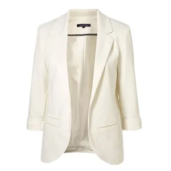 

2018 Spring Slim Fit Women Formal Jackets Office Work Open Front Notched Ladies Blazer Coat Hot Sale Fashion