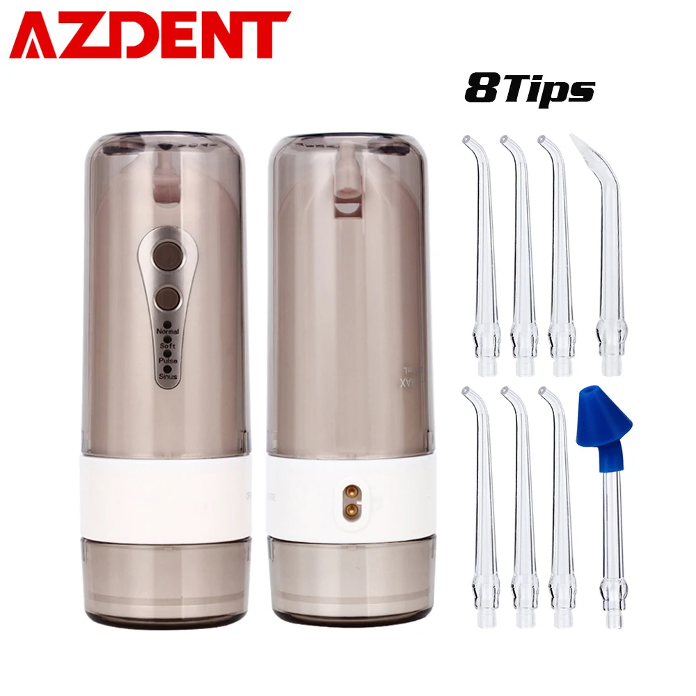 

AZDENT 8 Tips 4 Modes Collapsible Oral Irrigator Water Dental Flosser Electric USB Charger Portable Fold Irrigation Floss 200ml