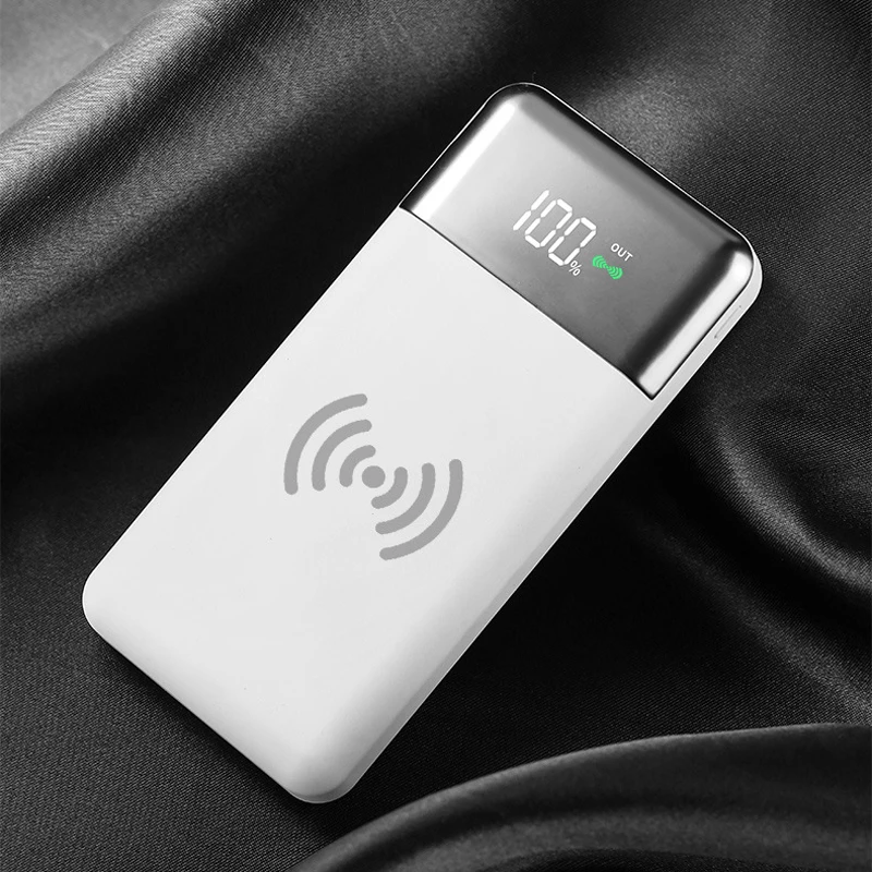 

QI Standard Wireless Charging 10000 Mah Power Bank LCD Digital Display Dual-USB + LED Light Portable External Battery