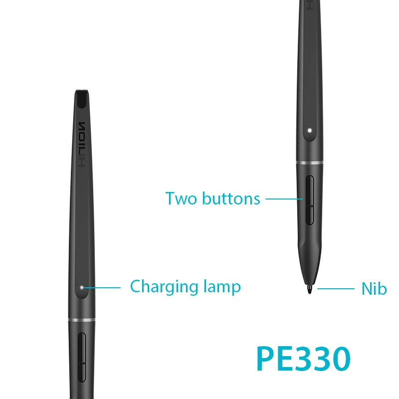 HUION PE330 перезаряжаемая ручка для ручки дисплей графический Рисунок планшет монитор 8192 уровней с двумя боковыми индивидуальными клавишами