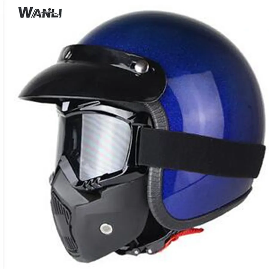 

HOT sell detachable mask men 3/4 vintage moto helmet classic harley goggles scooter retro vespa open face motocycle helmets