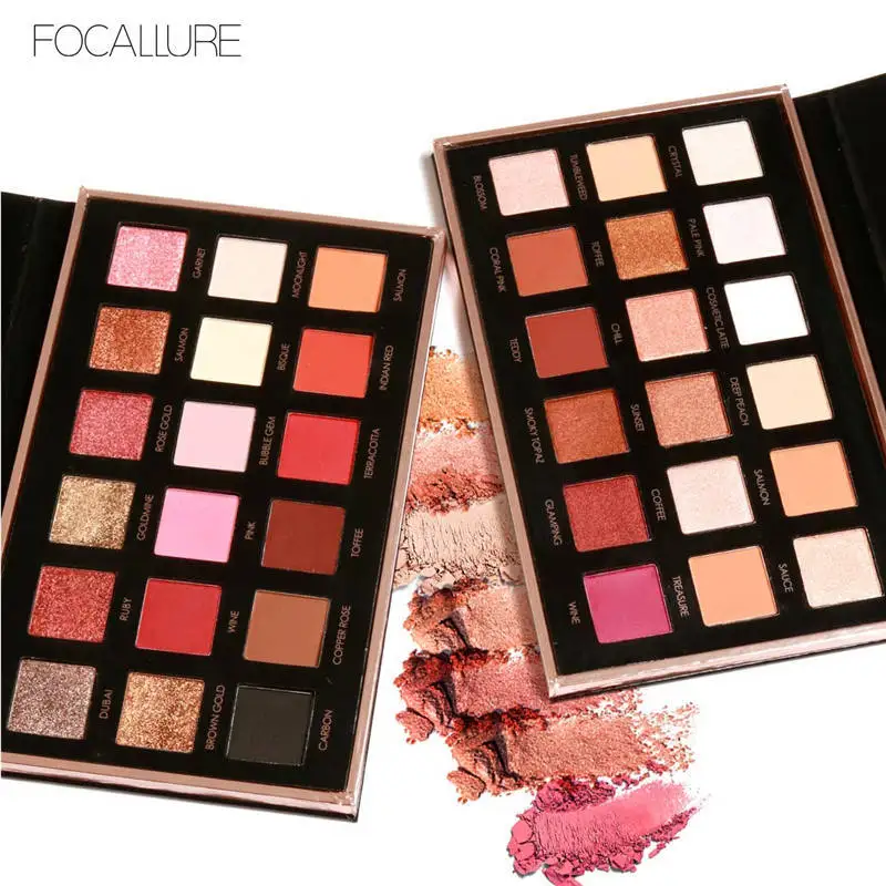 FOCALLURE 18 Colors Matte Eye Shadow Palette Shimmer Pigment Cosmetics Mineral Nude Glitter Eye Nude font