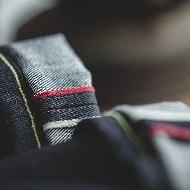 Tanie Maden Mens 14.5oz klasyczny, szczupły, prosty krój, surowe dżinsy, dżinsy z indygo