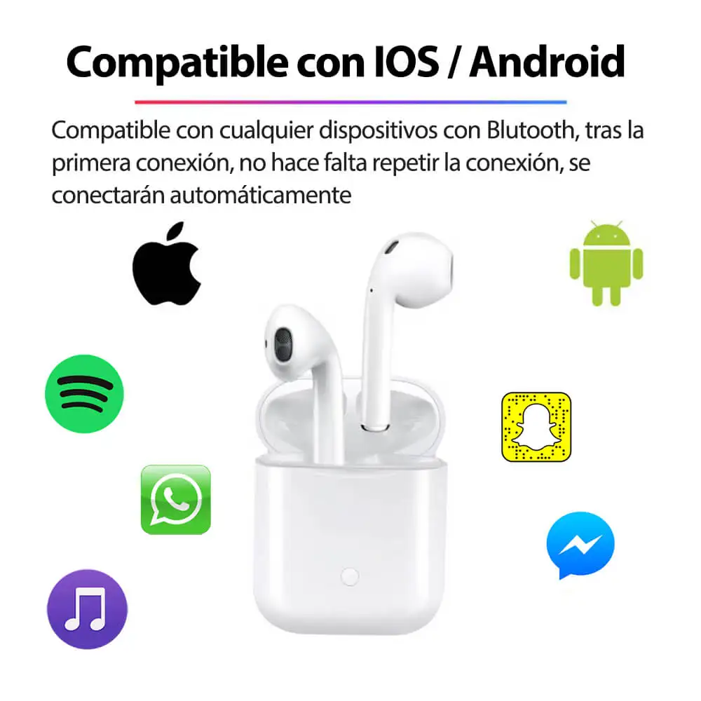 

Sports Wireless Bluetooth Headset v5.0 Smart Touch, Hands-free and Noise Reduction TWS, Receive calls for iPhone Samsung Xiaomi