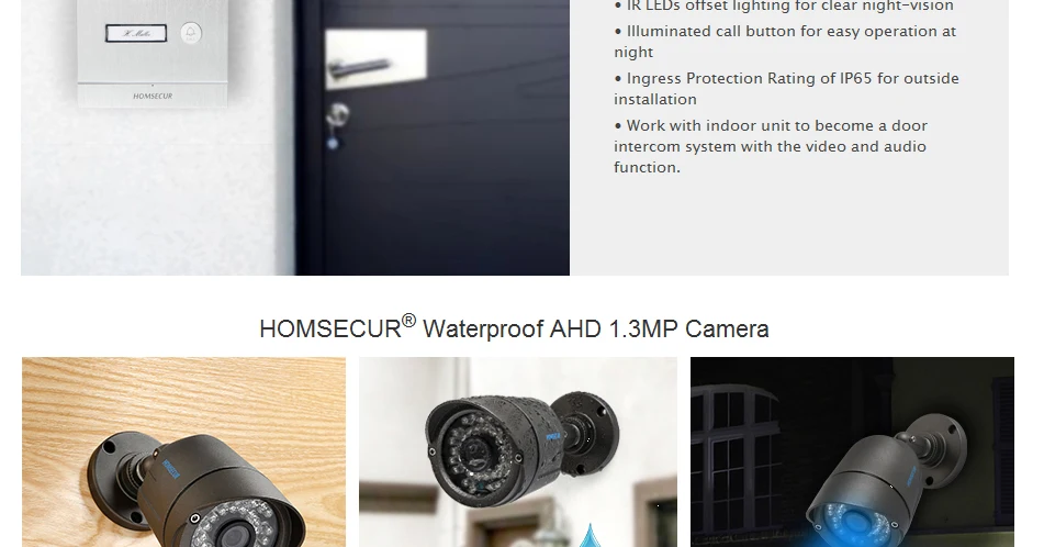 Homssecur 7 "проводной Hands-free видео и аудио Домашний домофон 1.3MP с серебряной камерой