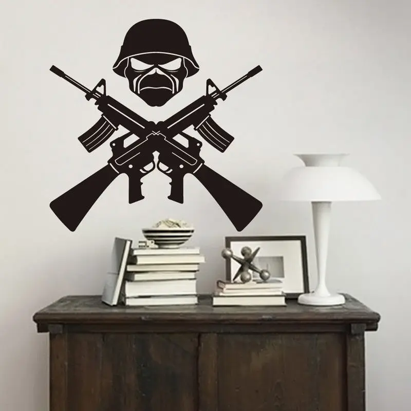 

Home Decor AK-47 Weapon Soldier Wall Decal Removable Vinyl Living Room Decor Sticker Military Gun Kids Boys Room Mural AY01
