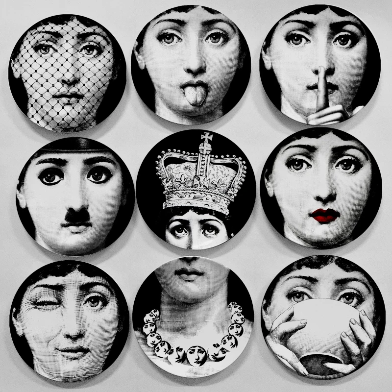 Мода из Милана, rosenthal Piero fornasetti настенные тарелки черно-белый иллюстрации висит посуда демонстрационный зал/дом/декорация для дома и отеля
