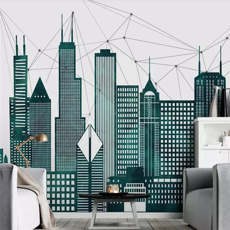 Creative city architecture TV background wall professional production murals, wallpaper wholesale, custom poster photo wall Creative city architecture TV background wall professional production murals, wallpaper wholesale, custom poster photo wall