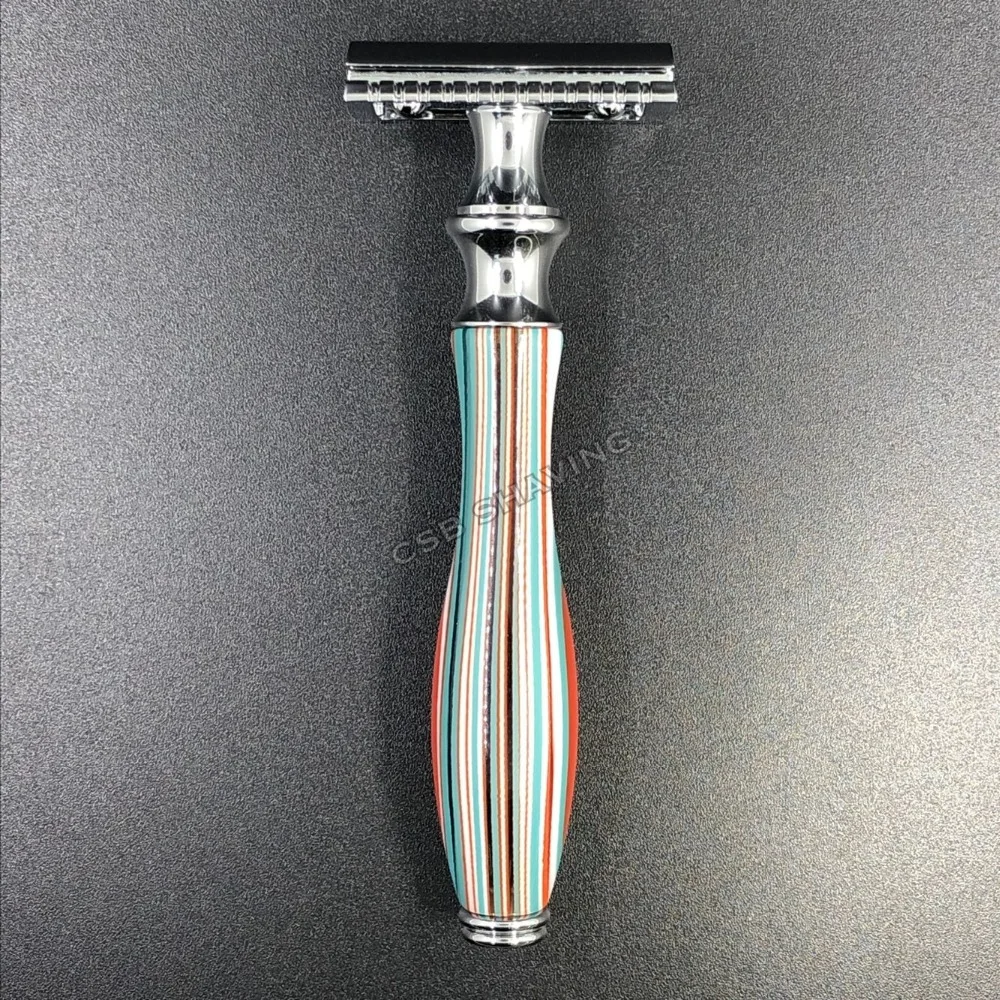 

CSB Razor with 10PCS Blades Stylish Stripe Pattern Double Edge Safety Shaving Razor Shave Wet Tool