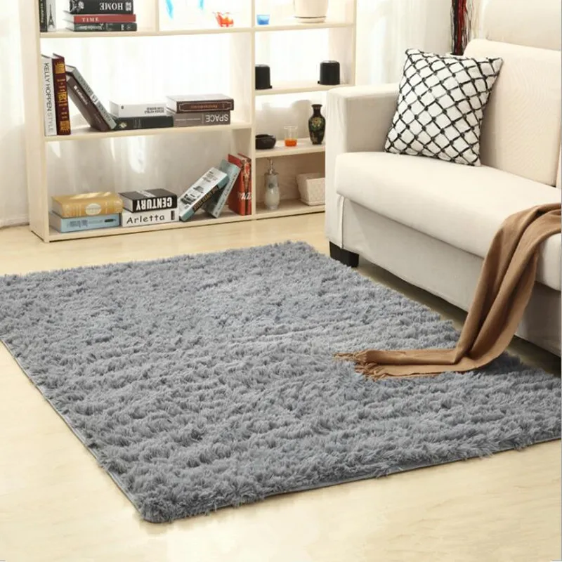 

Living Room Carpet European Fluffy Mat Kids Room Rug Bedroom Mat Antiskid Soft Faux Fur Area Rug Gray Red Pink Rectangle Mats