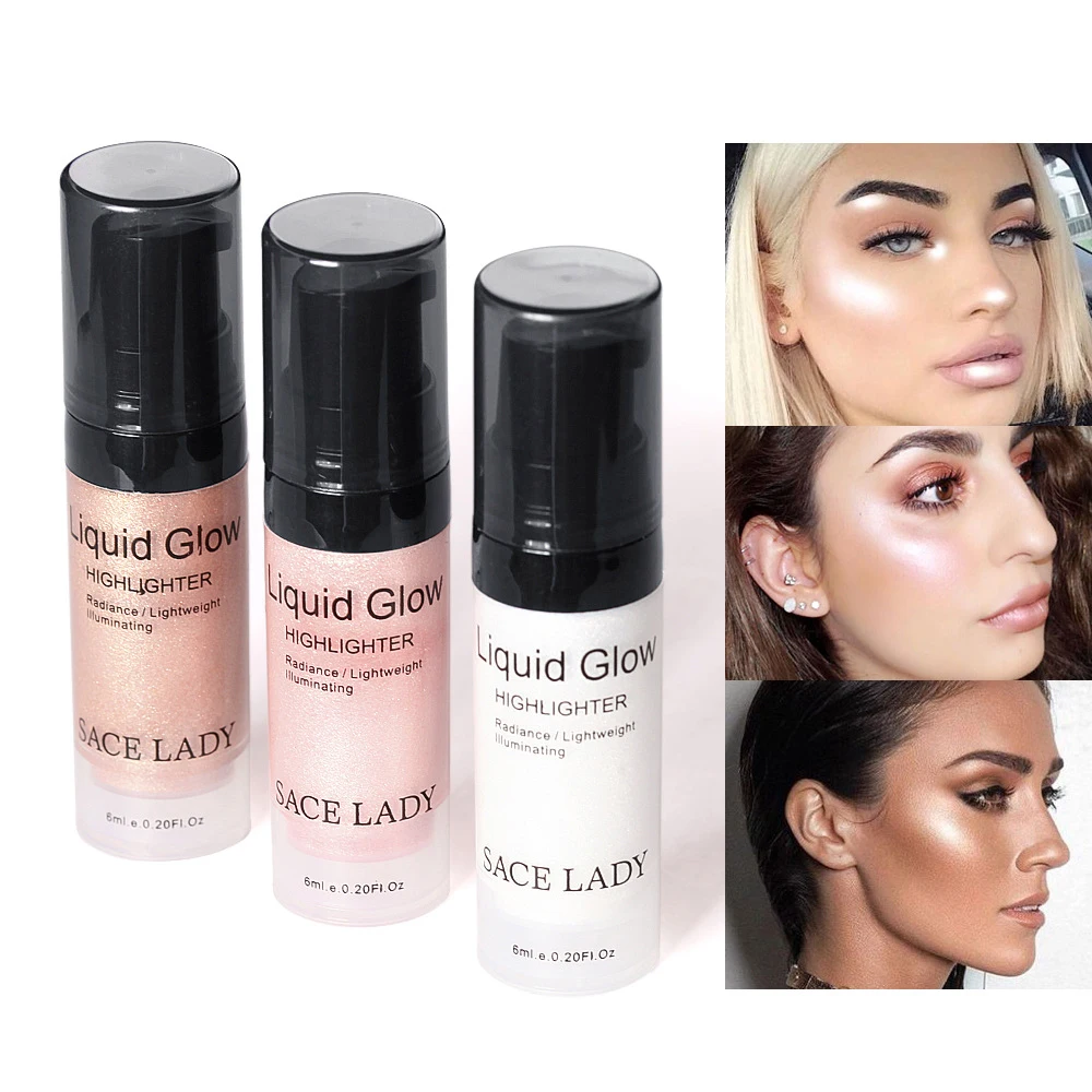 

SACE LADY 1pc 6ml 3-Colors Liquid Highlighter Cream 3D Face Brighter Bronzer Makeup Shimmer Glow Kit Cosmetic Maquiagem TSLM2