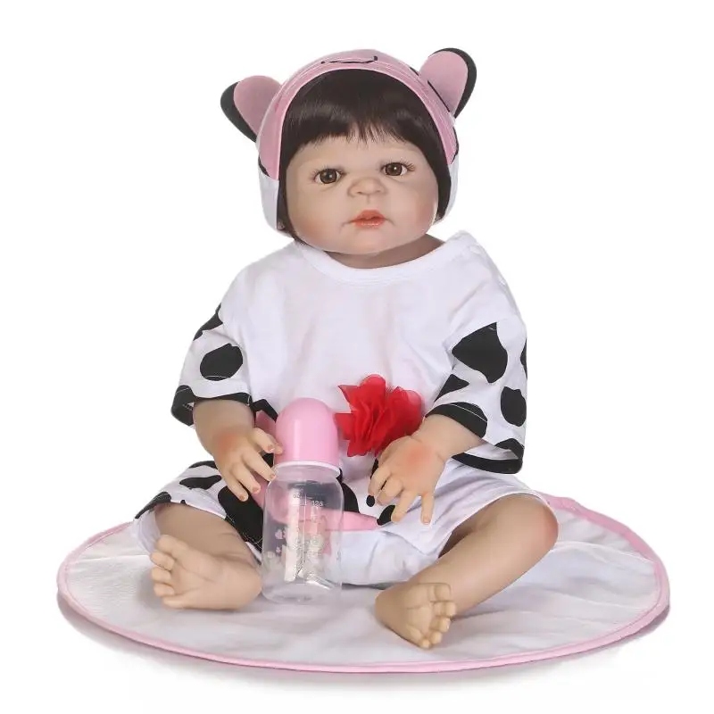 

NPK Bebe girl reborn 22" full silicone body reborn baby dolls real alive newborn baby handmade bonecas reborn children gift