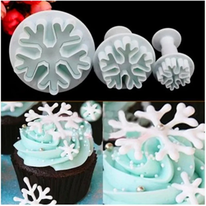 LIXYMO 3 шт. в виде снежинок fondant Плунжер формочки тисненые снежные формы для поделок