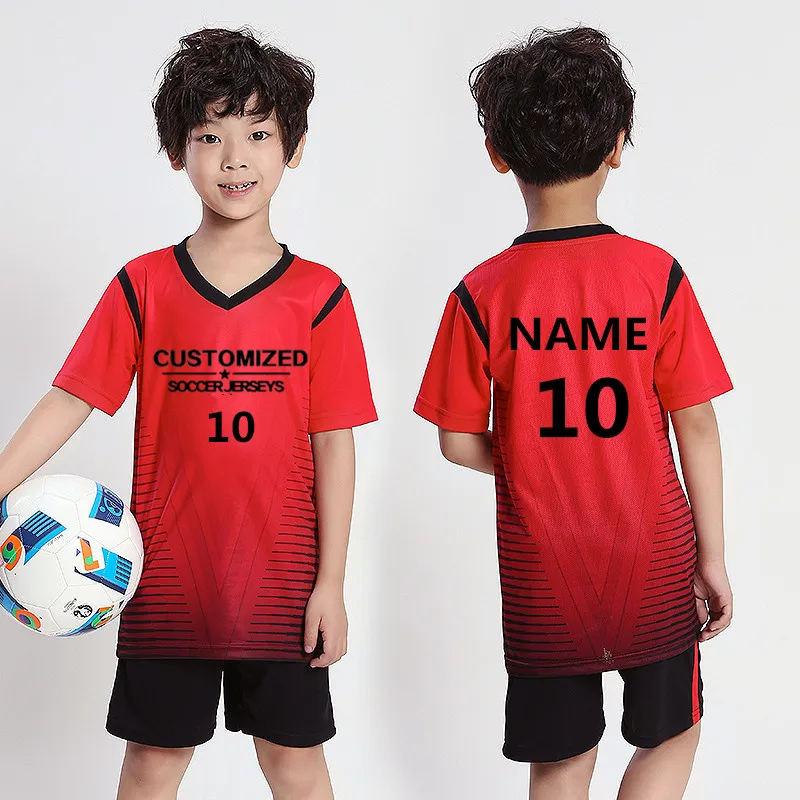 

Kids Youth Soccer Jerseys Set Survetement Football Kit Child Futbol Training Uniforms set De Foot Shorts Custom Print Name Logo
