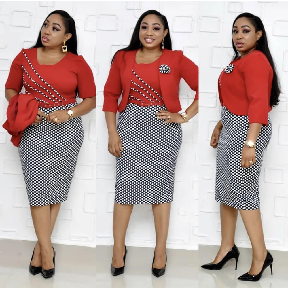 

african dresses for women bazin riche 2 set dress africaine femme 2019 Polka dot print dress designer plus size dress festa