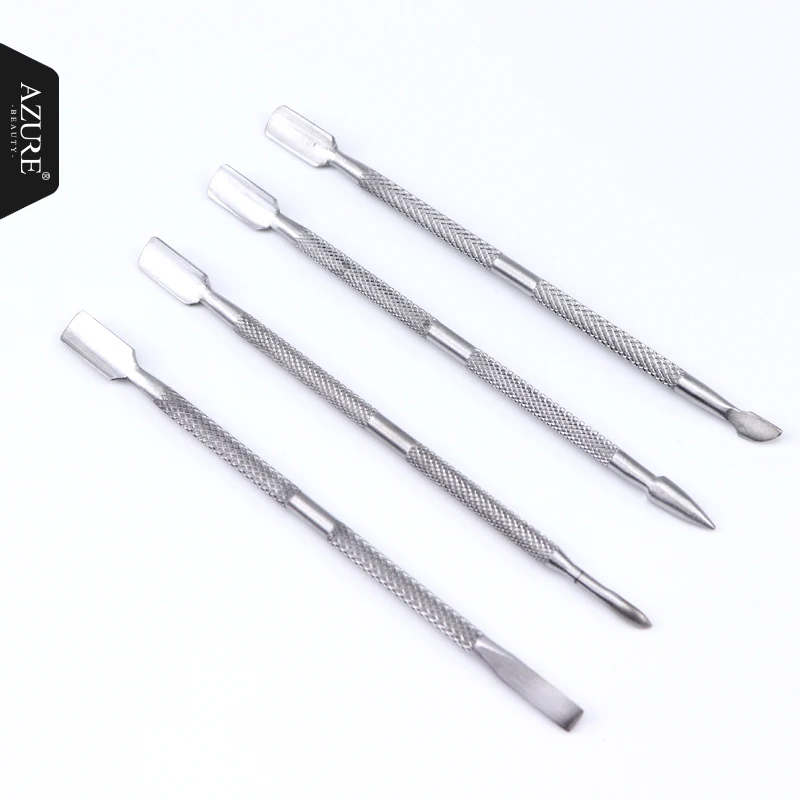 

Azure Beauty 4pcs Stainless Steel Cuticle Remover Double Sided Finger Dead Skin Push Nail Cuticle Pusher Manicure Nail Care Tool