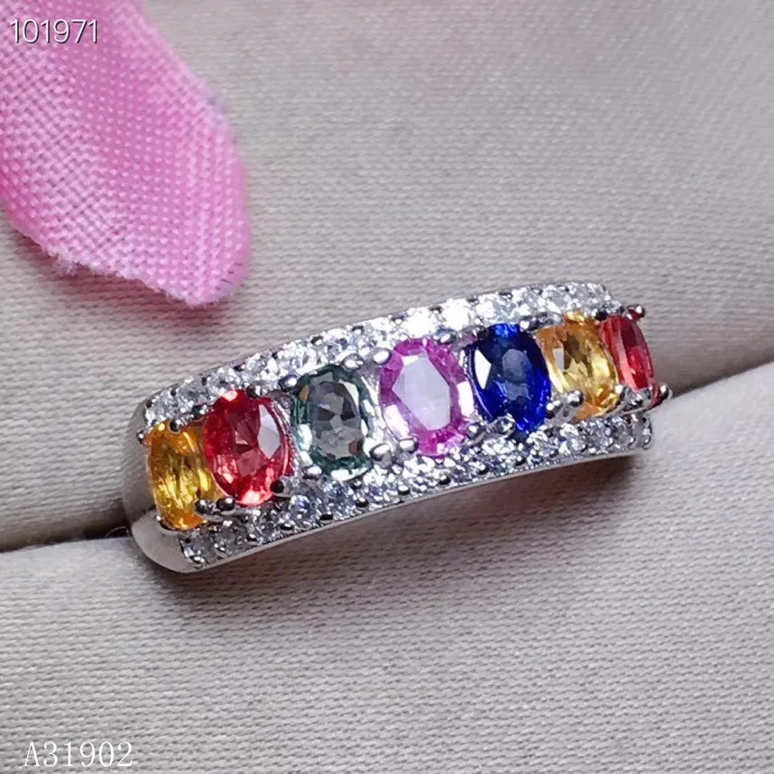 KJJEAXCMY fine jewelry 925 sterling silver inlaid natural color sapphire female luxury ring support detection