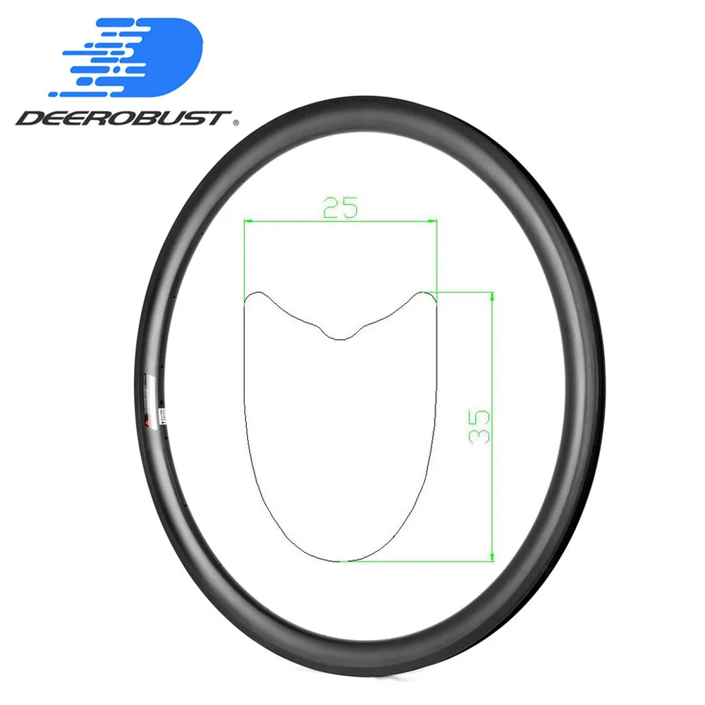 

700c 35mm Deep 25mm wide Aero U Shaped Carbon Tubular Road Bike Rims Bicycle Rim Climbing Wheel basalt brake surface 20 24 Holes