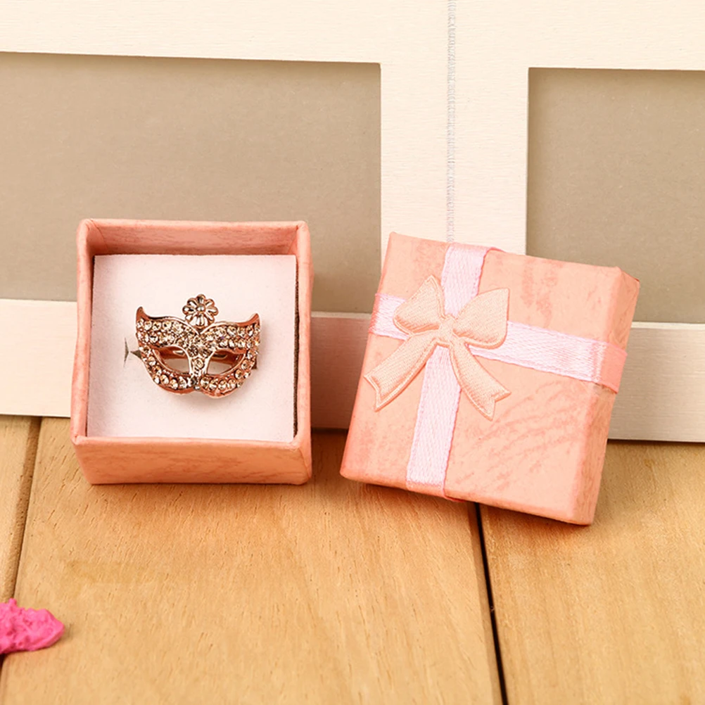 

5pcs Gift Box Square Small Box With Bowknot Decor For Ring Earrings Necklace Box Jewelry Box Wedding Christmas Party Bag