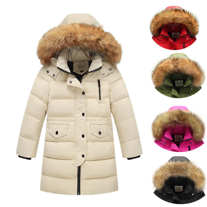 

AILEEKISS -30 Degree Russia Children Winter Duck Down Girls Thickening Warm Down Jackets & Parka Boys Casual Fur Hooded Clothing