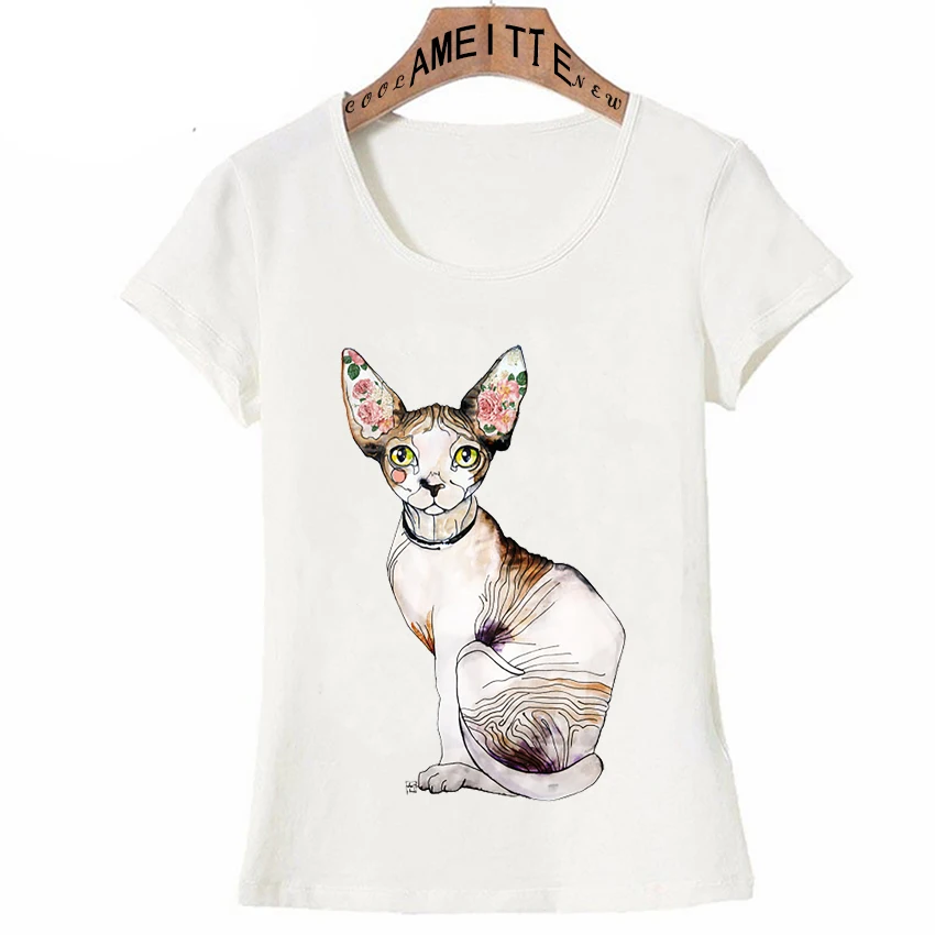 Сфинкс Кошка узор милый искусство модная футболка женская летняя футболка животный дизайн повседневные топы для девочек модные женские панк футболки