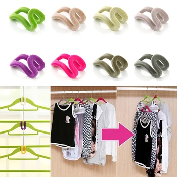 

Random Colors!!! 10 pcs Home Creative Mini Flocking Clothes Hanger Easy Hook Closet Organizer HG-1964