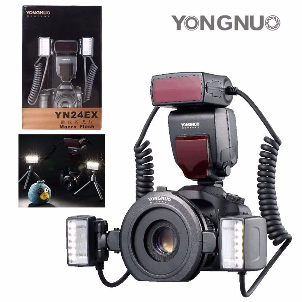 YONGNUO YN24EX Macro Ring Flash Speedlite with 2 Flash Head 4 Adapter