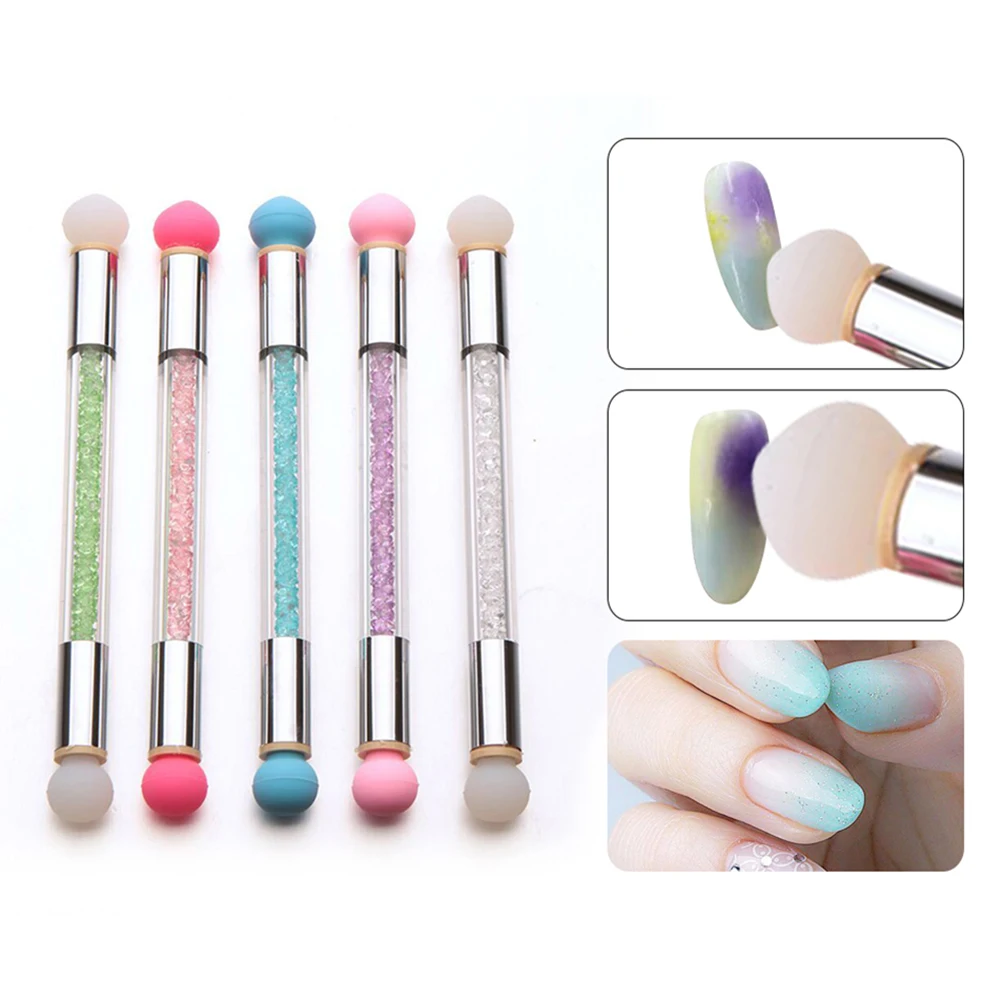 Dual Head Nail Art Silicone Brush Pen Kit Gradient Color Stamping